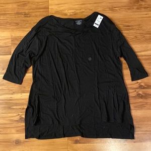 NWT LANE BRYANT Black 1/2 Sleeve Top